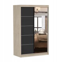 Szafa przesuwna NEOMI 05 120x61 SONOMA/CZARNY+LUSTRO półki PRODUCENT