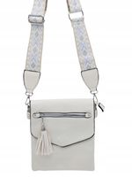 Erick Style - torebka listonoszka skóra ekologiczna pasek BOHO beżowy A0951