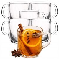 SZKLANKI 300ml DO KAWY HERBATY NAPOJÓW SZKLANKA Z UCHEM ZESTAW 6szt