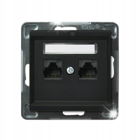 GNIAZDO KOMPUTEROWE RJ45 5e PODWÓJNE OSPEL SONATA GPK-2R/K/m/33 CZARNY
