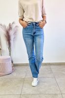 Niebieskie Spodnie Jeansowe Damskie z Prostą Nogawką Shiny XL