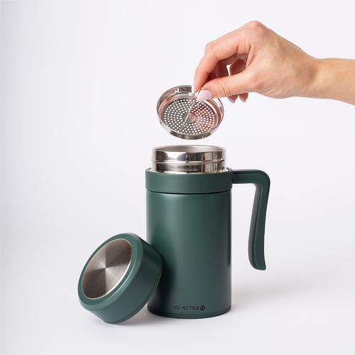 Kubek Termiczny Termos Zielony Podwójne Ścianki Duży 450Ml Na Kawę Herbatę na Arena.pl