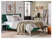 Łóżko do sypialni 140x200 cm welurowe zielone