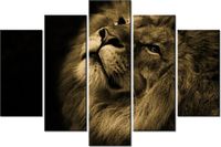 100CM 150CM OBRAZ 5 ELEM ZŁOTY LEW ŚCIENNY