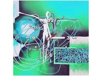 50X50CM ZEGAR ŚCIENNY ABSTRAKCYJNY TANIEC ZIELENI DREWNO