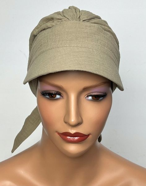 Turban chusta na lato z daszkiem Tess M-1 muślinu także po chemioterapii zdjęcie 5