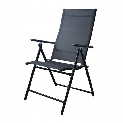 Krzesło Ogrodowe Składane Regulowane Oparcie Leżak Fotel Aluminium Czarny na Arena.pl