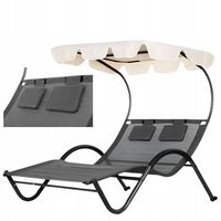 Leżak Z Daszkiem Dwuosobowy Ogrodowy Tarasowy Nowoczesny Styl Relax