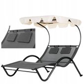 Leżak Z Daszkiem Dwuosobowy Ogrodowy Tarasowy Nowoczesny Styl Relax