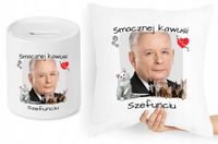 Jarosław Kaczyński Zestaw Poduszka + Skarbonka Z Nadrukiem Ze Zdjęciem