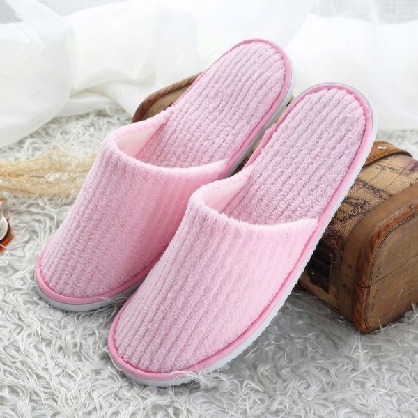 10 PAR Kapcie hotelowe Klapki uniwersalne FROTTE zakryte palce RÓŻOWE SPA zdjęcie 7