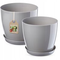 KADAX Doniczka Osłonka Szara Połysk Zestaw 18+20cm