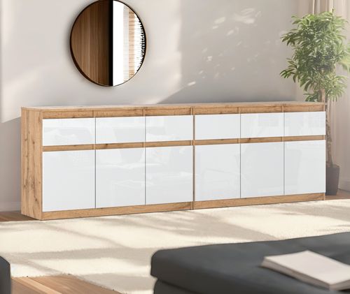 Komoda 240cm Duża Pojemna Szafka Nowoczesna Do Salonu Wotan Biały Połysk na Arena.pl