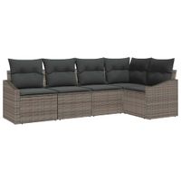 Zestaw Sof na Ogród 5 pcs Szary Polirattan