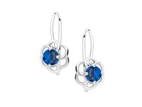 Eleganckie wiszące rodowane srebrne kolczyki kwiaty flowers szafirowe cyrkonie srebro 925 Z1621D_BL