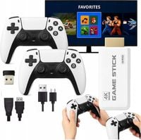 Konsola retro HDMI 4K do gier z 2 bezprzewodowymi kontrolerami, pady białe