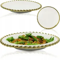 TALERZ PORCELANOWY 20CM ZŁOTA PERŁA SAŁATKOWY SAŁATKI PRZYSTAWKI ZDOBIONY