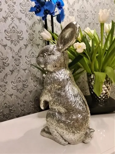 FIGURKA OZDOBNA - SREBRNY ZAJĄC KRÓLIK model I na Arena.pl