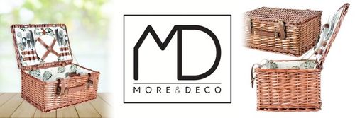 WIKLINOWY KOSZ PIKNIKOWY ZESTAW DLA 4 OSÓB ZASTAWA Z TALERZAMI KIELISZKAMI na Arena.pl