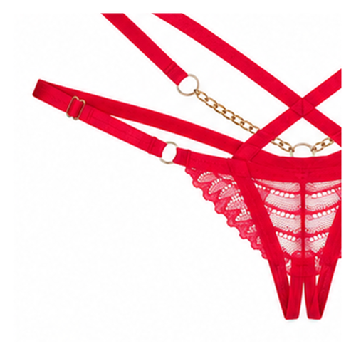Otwarte stringi czerwone z łańcuszkami Obsessive Crotchless Matildea S/M na Arena.pl
