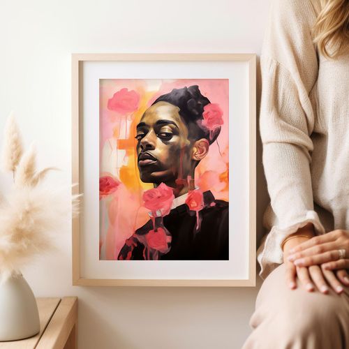 Plakat portret różowe kolory 29,7x42 cm A3 na Arena.pl