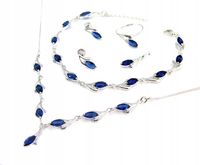 Prześliczny Srebrny Komplet z Szafirami pr.925