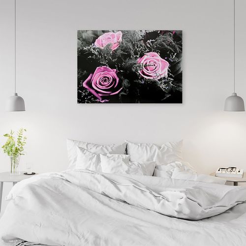 Deco Panel, Różowe róże na czarnym tle 80x60 na Arena.pl