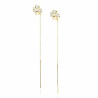 POZŁACANE PRZEWLEKANE KOLCZYKI KONICZYNKI CYRKONIE