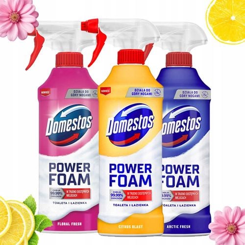 zestaw 3 x domestos power foam piana do mycia toalety i łazienki 435ml na Arena.pl