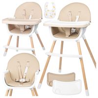 Krzesełko do Karmienia 3w1 Składane dla Dzieci Fotelik Regulowana Taca Pasy