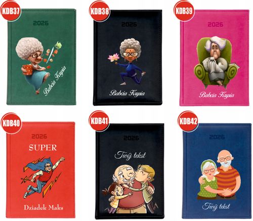 duży KALENDARZ A4 2026 DZIENNY KSIAŻKOWY NADRUK DLA BABCI I DZIADKA + tekst na Arena.pl