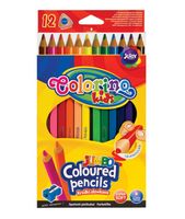 kredki ołówkowe trójkątne jumbo 12 kolorów + temperówka colorino