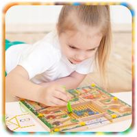 LABIRYNT MONTESSORI TABLICA MAGNETYCZNA DREWNIANA NAUKA LICZENIA DLA DZIECI