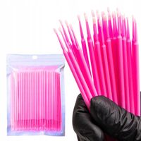 MIKRO APLIKATORY DO RZĘS BEZWŁÓKIENKOWE RÓŻOWE 100 szt