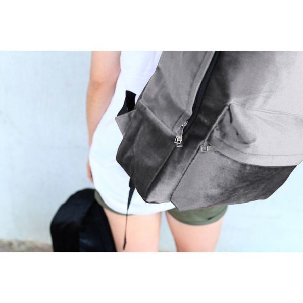 Plecak Aksamitny Velvet Szary Pl33Sz zdjęcie 4