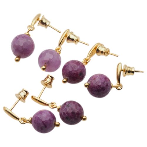 Kolczyki - Rubin kulka w srebrze zloconym na Arena.pl