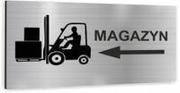 Tabliczka z dibondu SREBRNA informacyjna na dzrwi MAGAZYNU dowolny NAPIS