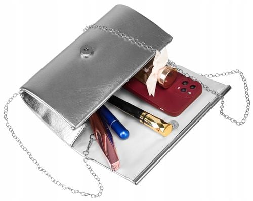 Damska torebka wizytowa kopertówka wieczorowa modna weselna srebrna Rovicky na Arena.pl