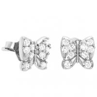 SREBRNE KOLCZYKI MOTYLKI Z CYRKONIAMI NA SZTYFT SREBRO PRÓBY 925