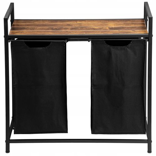 KOSZ na pranie bieliznę METALOWY LOFTOWY z półką PODWÓJNY pojemnik 80L na Arena.pl