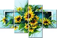 140CM 70 OBRAZ SŁONECZNIKI TURKUSIE ŚCIENNY