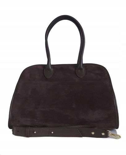 Duży włoski kufer Vera Pelle skórzana pojemna torba A4 Czekoladowa na Arena.pl