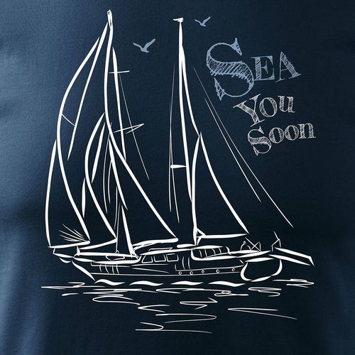 Koszulka żeglarska dla żeglarza z jachtem żaglówką męska granatowa REGULAR XXL na Arena.pl