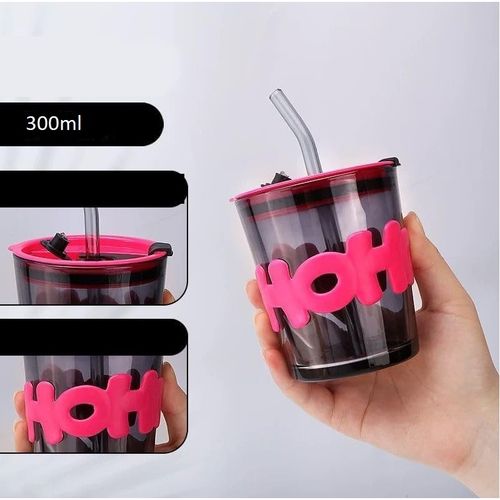 kubek z kolorowego szkła na kawę herbatę ze słomką i zamknięciem 300 ml na Arena.pl