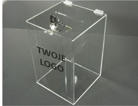 Urna skarbonka skrzynka przeźroczysta z logo 30x30x40cm