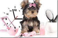 60CM 40CM ZEGAR OBRAZ MAŁY PIESEK DRUK PŁÓTNO RAMA