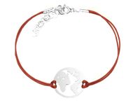 Bransoletka Sznurkowa Mapa Świata Srebro 925