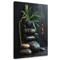 Obraz do salonu sypialni, Kamienie zen spa liście bambusa czarny