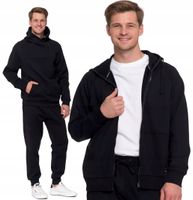 Bawełniana Ocieplana Dresowa Bluza Męska Zamek Wysoka Stójka MORAJ CZARNA L