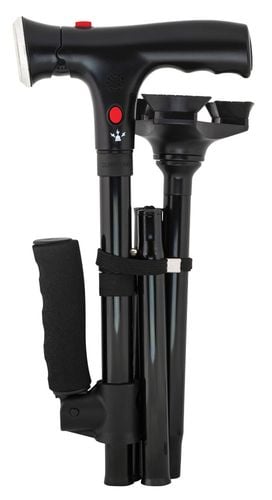 Laska składana z lampką LED i alarmem stabilna potrójna stopka na Arena.pl